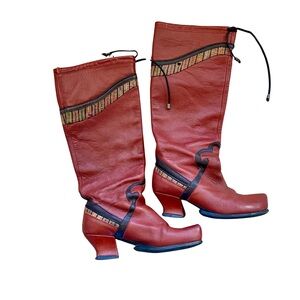 John Fluevog Boots Thanks Amazing Rust Brown Leather Size 8